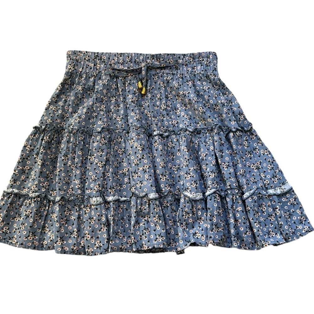 June & Ivy Blue With Floral Design Skirt
